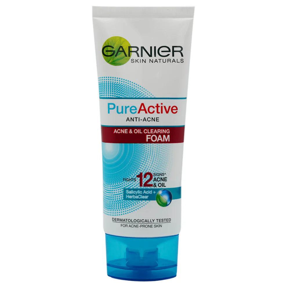 Garnier Face Wash PURE ACTIVE - ANTI ACNE WHITE FOAM TUBE 100ml - Elite Cosmetics