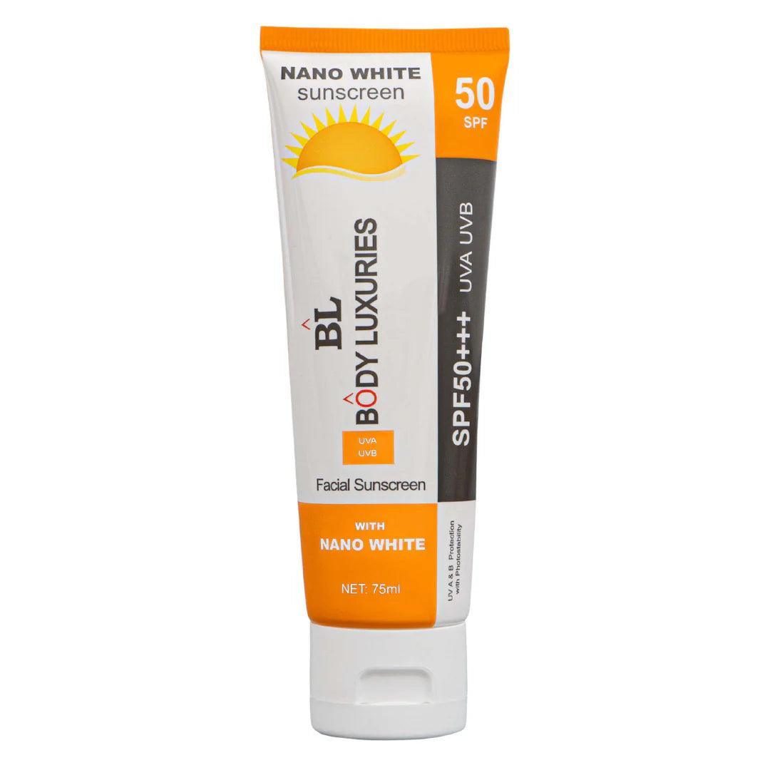 Body Luxuries Nano White Facial Sunscreen Spf50 75ml - Elite Cosmetics