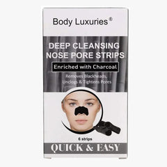 Body Luxuries Nose Strips Deep Cleansing – Charcoal 6 Strips - Elite Cosmetics