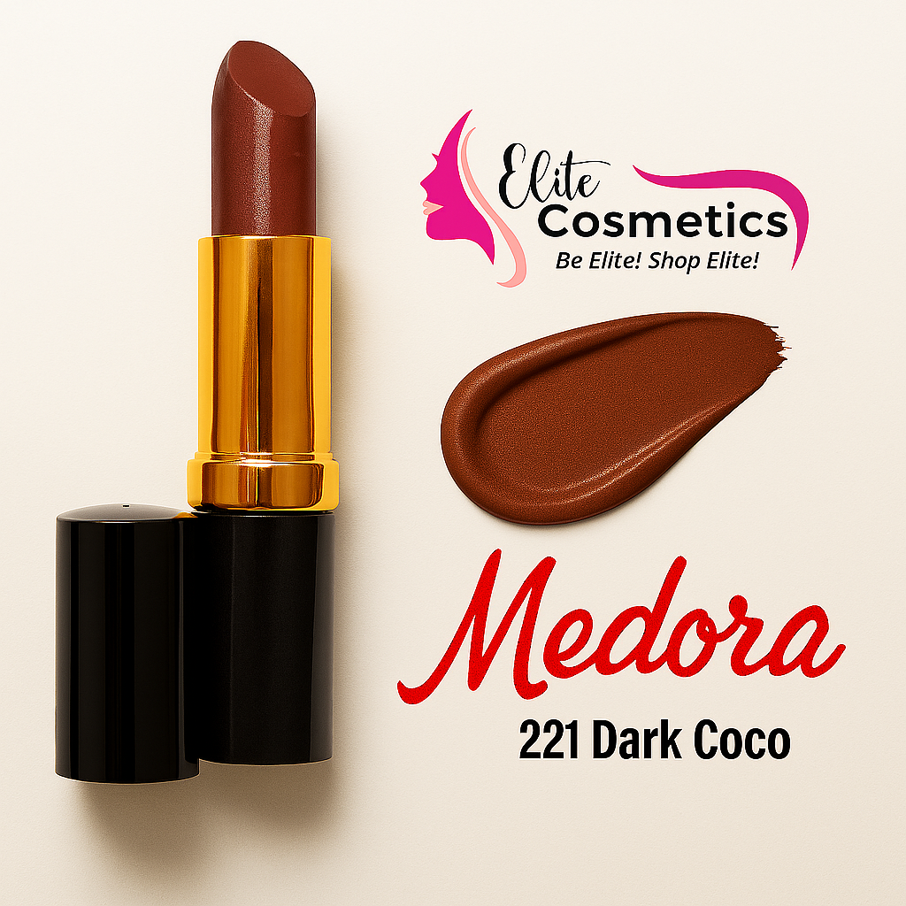 Medora 221 Dark Coco Lipstick – Deep & Elegant Matte Brown - Elite Cosmetics