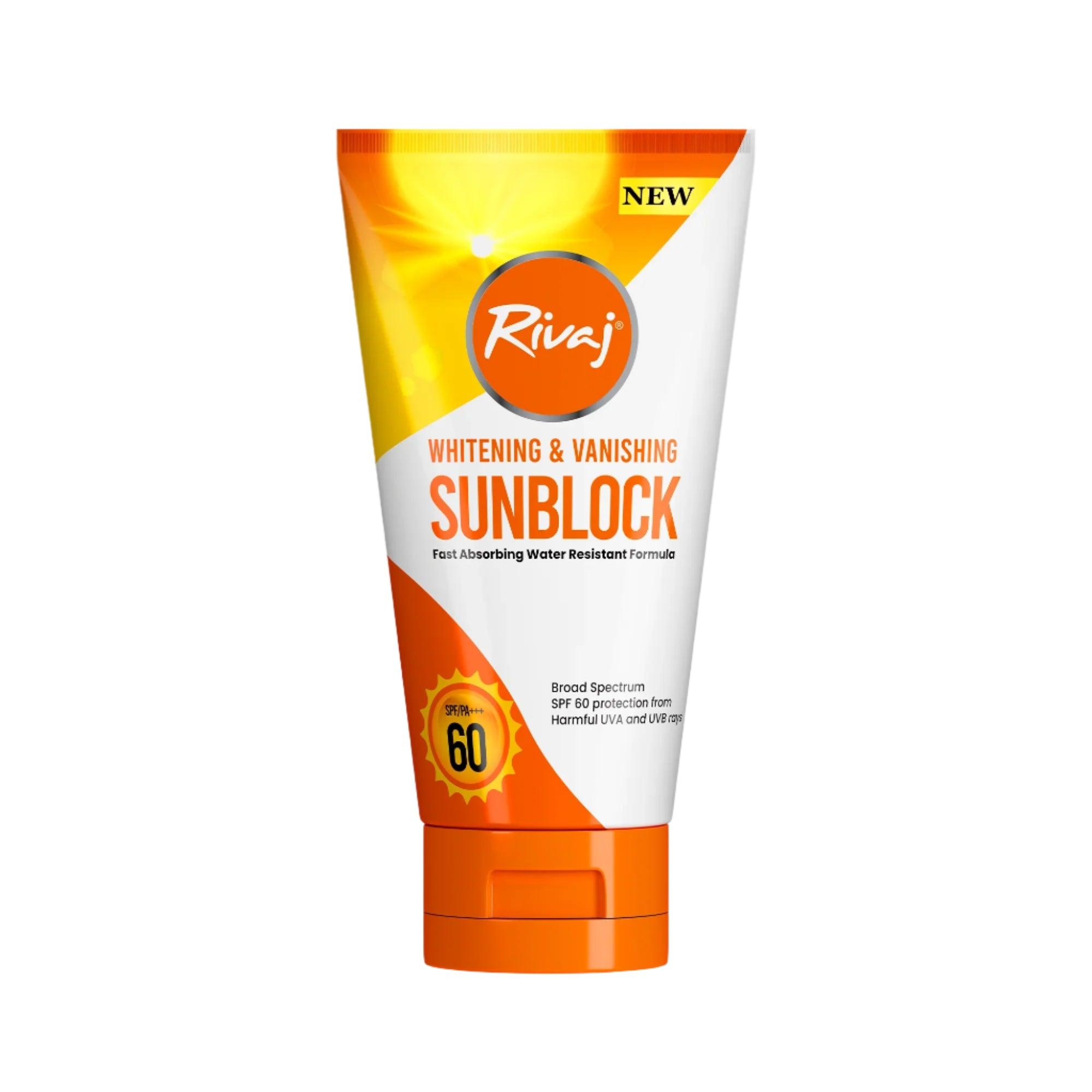 Rivaj UK Whitening & Vanishing Sunblock SPF 60, 120ml - Elite Cosmetics