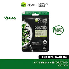 Garnier - Skin Active Pure Charcoal Black Tea Tissue Sheet Mask - Elite Cosmetics