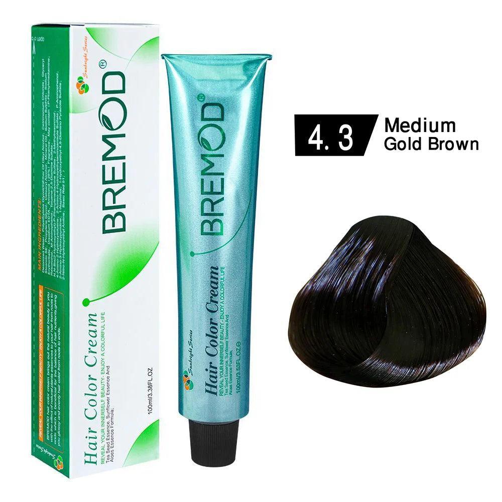 Bremod Hair Color 4.3 – Medium Gold Brown - Elite Cosmetics
