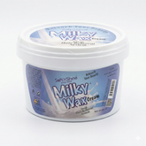 Container of Milky Wax Cream with a blue label on a white background