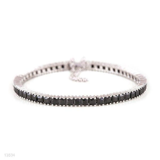 CLASSY SQUARE BLACK TENNIS BRACELET - Elite Cosmetics