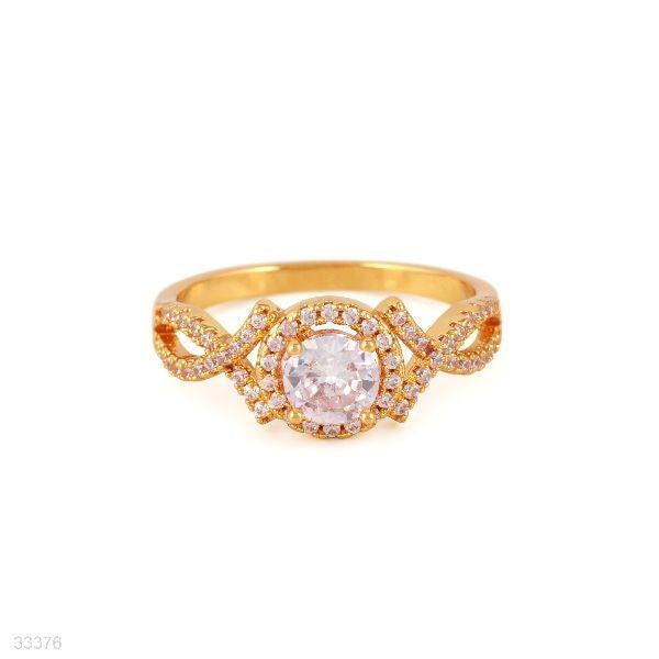 CROSSOVER SOLITAIRE RING GOLD-CLEAR - Elite Cosmetics