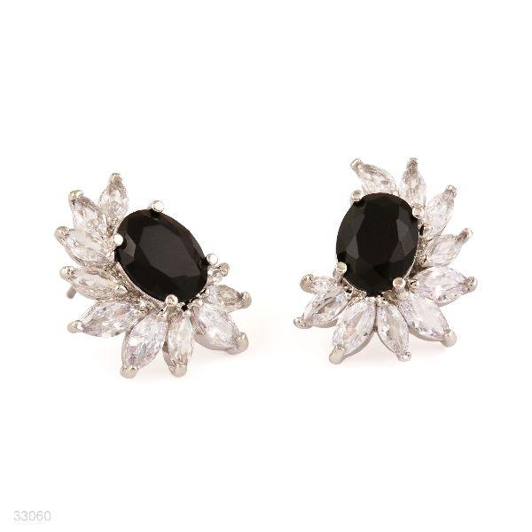 EARING SM WRTH ZC OVAL. SILVER-BLACK - Elite Cosmetics