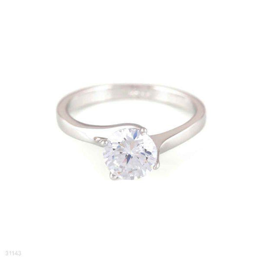 ELEGANT FEMININE SOLITAIRE SILVER RING - Elite Cosmetics