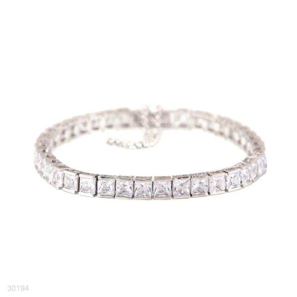 EXQUISITE PRINCESS CUT SILVER BRACELET - Elite Cosmetics