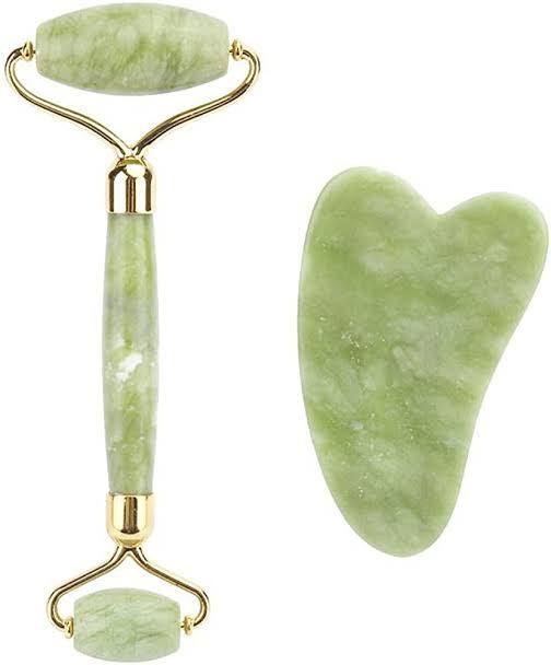 Facial Massager Jade Roller with Stone Gua Sha Set | Anti-Aging & Skin Rejuvenation Tools - Elite Cosmetics