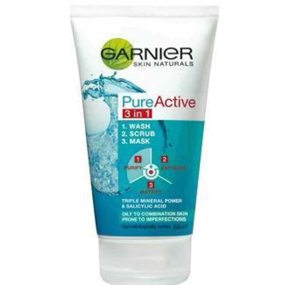 Garnier Pure Active 3 In 1 Face Wash Scrub 100ml - Elite Cosmetics