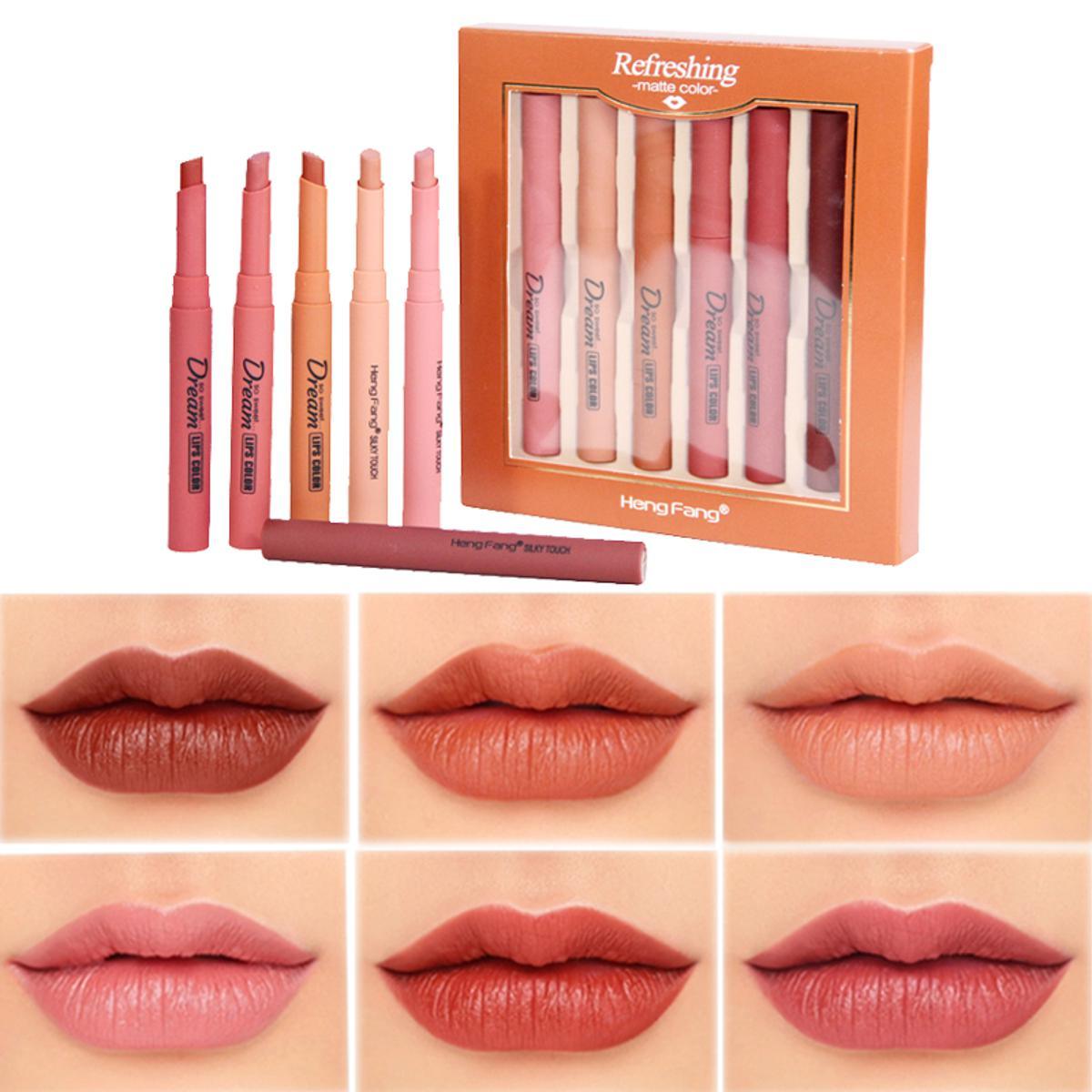 HENG FANG Set OF 6 - Waterproof Matte Color Makeup Lipsticks - Elite Cosmetics