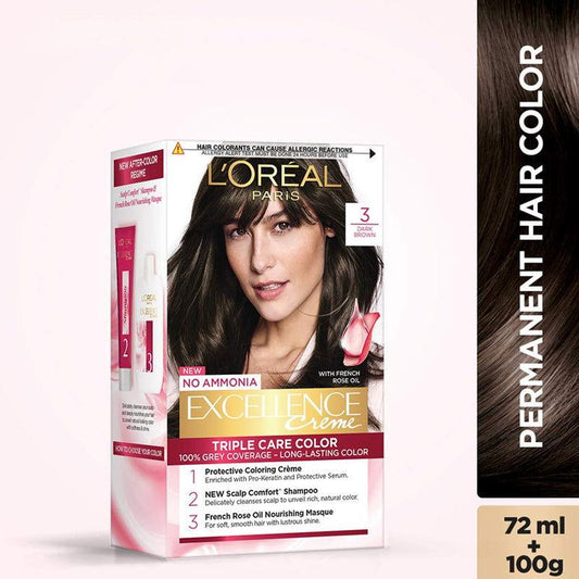 L'Oreal Paris Excellence Creme Hair Colour, Dark Brown 3 - Elite Cosmetics