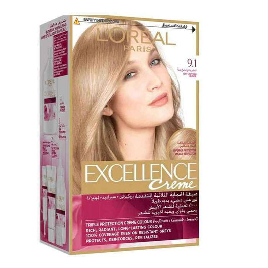 L'Oreal Paris Excellence Hair Color, Very Light Ash Blonde 9.1 - Elite Cosmetics