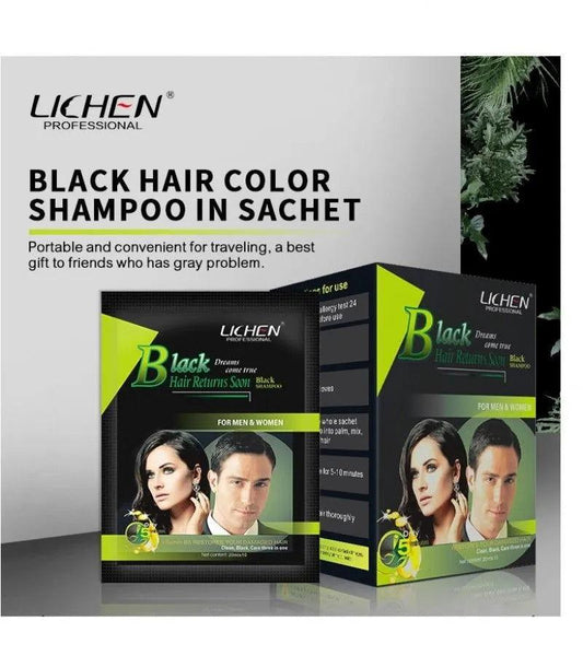 Lichen Hair Color Shampoo Sachet Black - 15ml - Elite Cosmetics