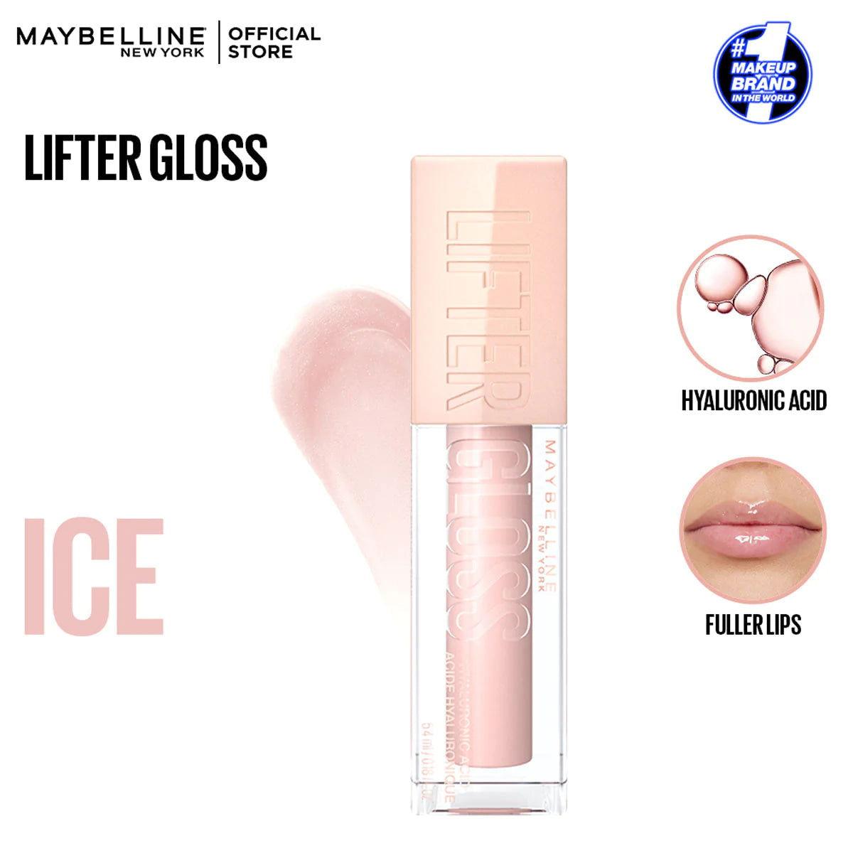 Maybelline - Lifter Gloss Hydrating Lip Gloss - 002 Ice - Elite Cosmetics