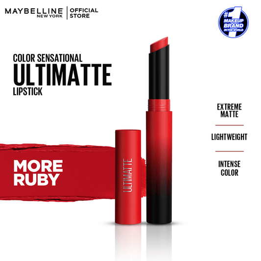 Maybelline New York Color Sensational Ultimate Matte Lipstick, 199 More Ruby - Elite Cosmetics