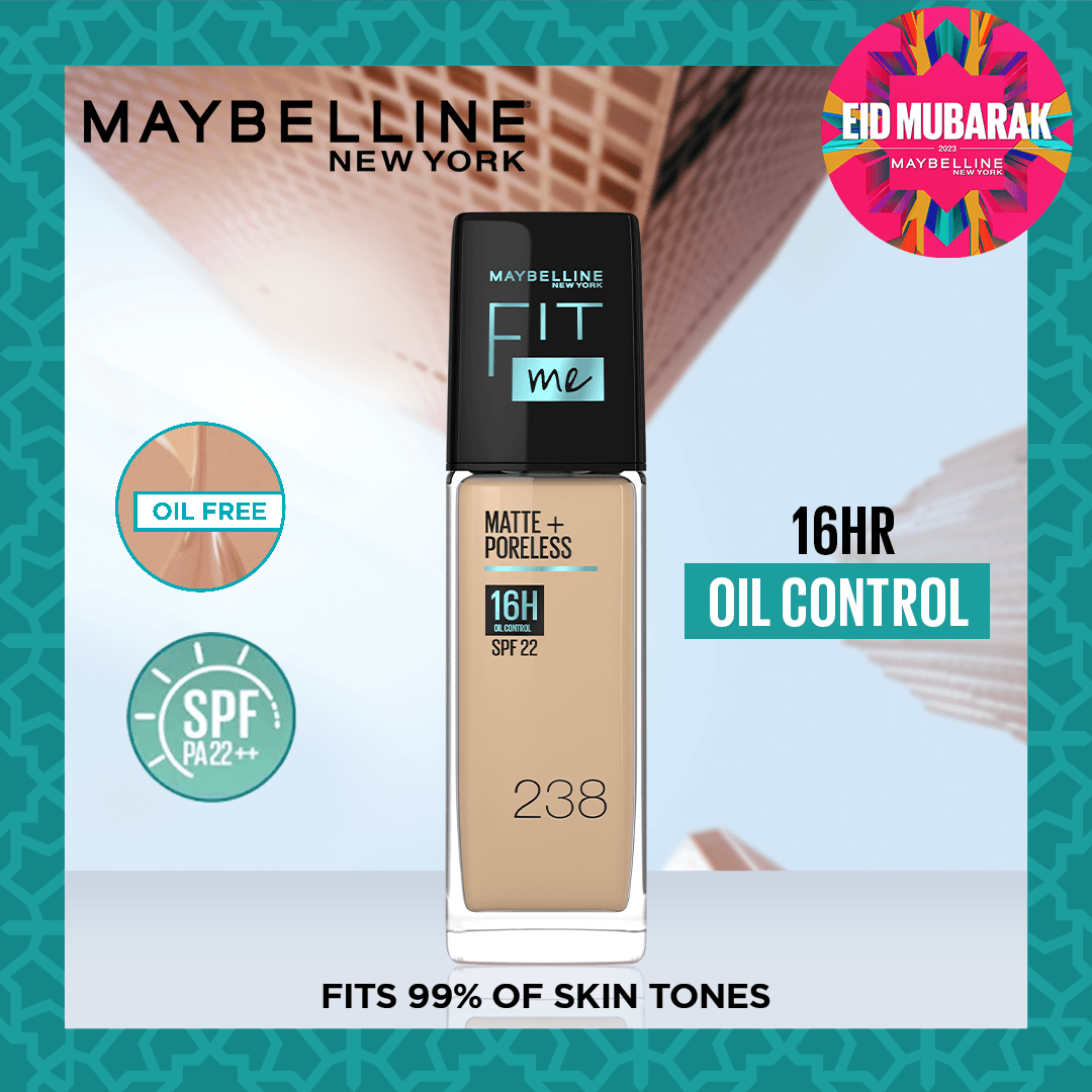 Maybelline New York Fit Me Matte & Poreless Liquid Foundation ( Glass ) - Elite Cosmetics