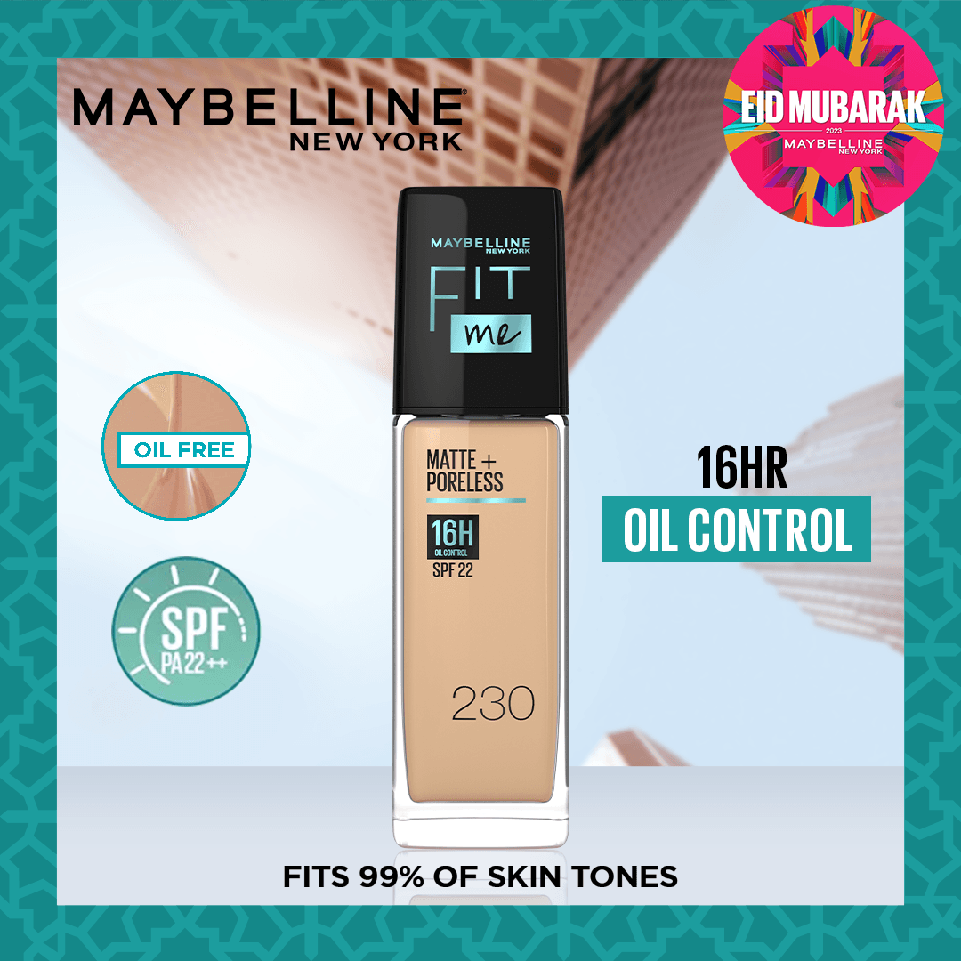 Maybelline New York Fit Me Matte & Poreless Liquid Foundation ( Glass ) - Elite Cosmetics