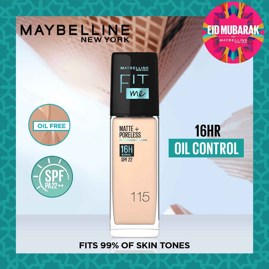 Maybelline New York Fit Me Matte & Poreless Liquid Foundation ( Glass ) - Elite Cosmetics