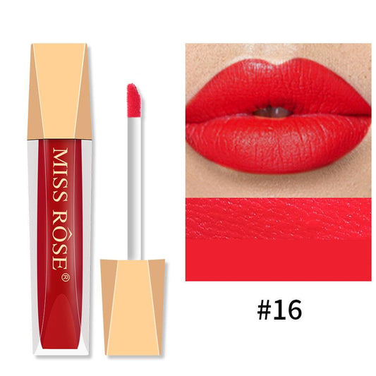 Miss Rose Lip Gloss Velvet Matte Lip Glaze Lipstick Non-Fading - Elite Cosmetics