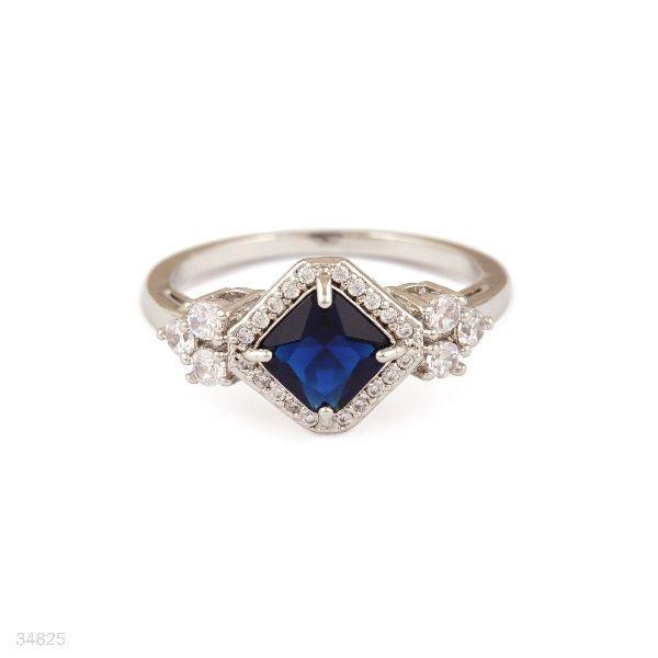 RING FANCY TRIANGLE ZC 0018-SLVR-BLUE - Elite Cosmetics