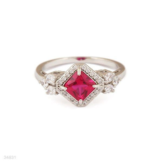 RING FANCY TRIANGLE ZC 0018-SLVR-RED - Elite Cosmetics