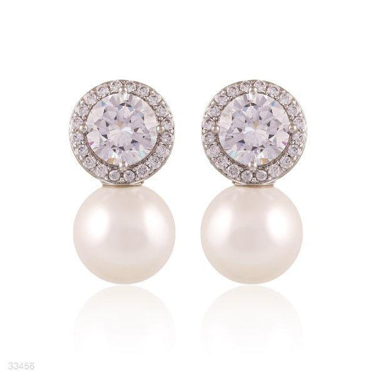 ROYAL ROUND SILVER PEARL EARRINGS - Elite Cosmetics