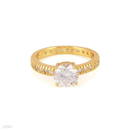 SPARKLING ROUND SOLITAIRE GOLD RING - Elite Cosmetics