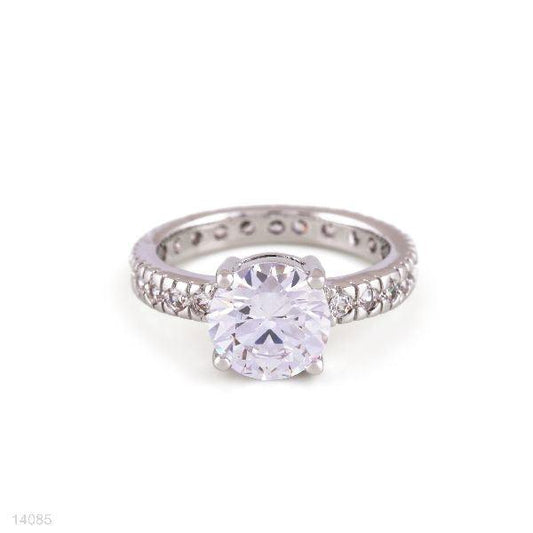 SPARKLING ROUND SOLITAIRE SILVER RING - Elite Cosmetics