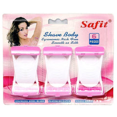 Safit Razor for Women Pack of 6 | Smooth Shaving, Gentle on Skin, and Precise Grooming for All Hair Types - Elite Cosmetics