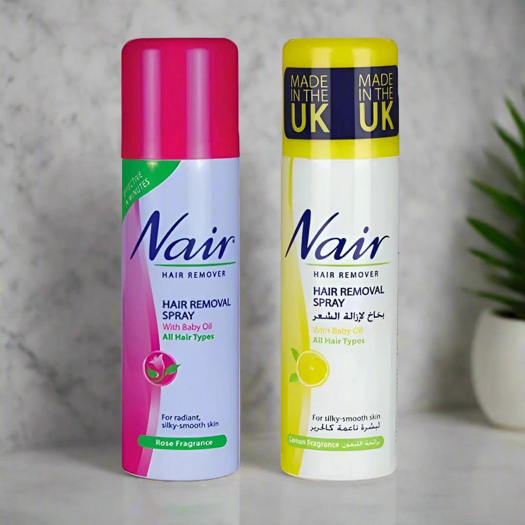 Nair Hair Removal Spray UK 200ml - Lemon & Rose Variants - Elite Cosmetics