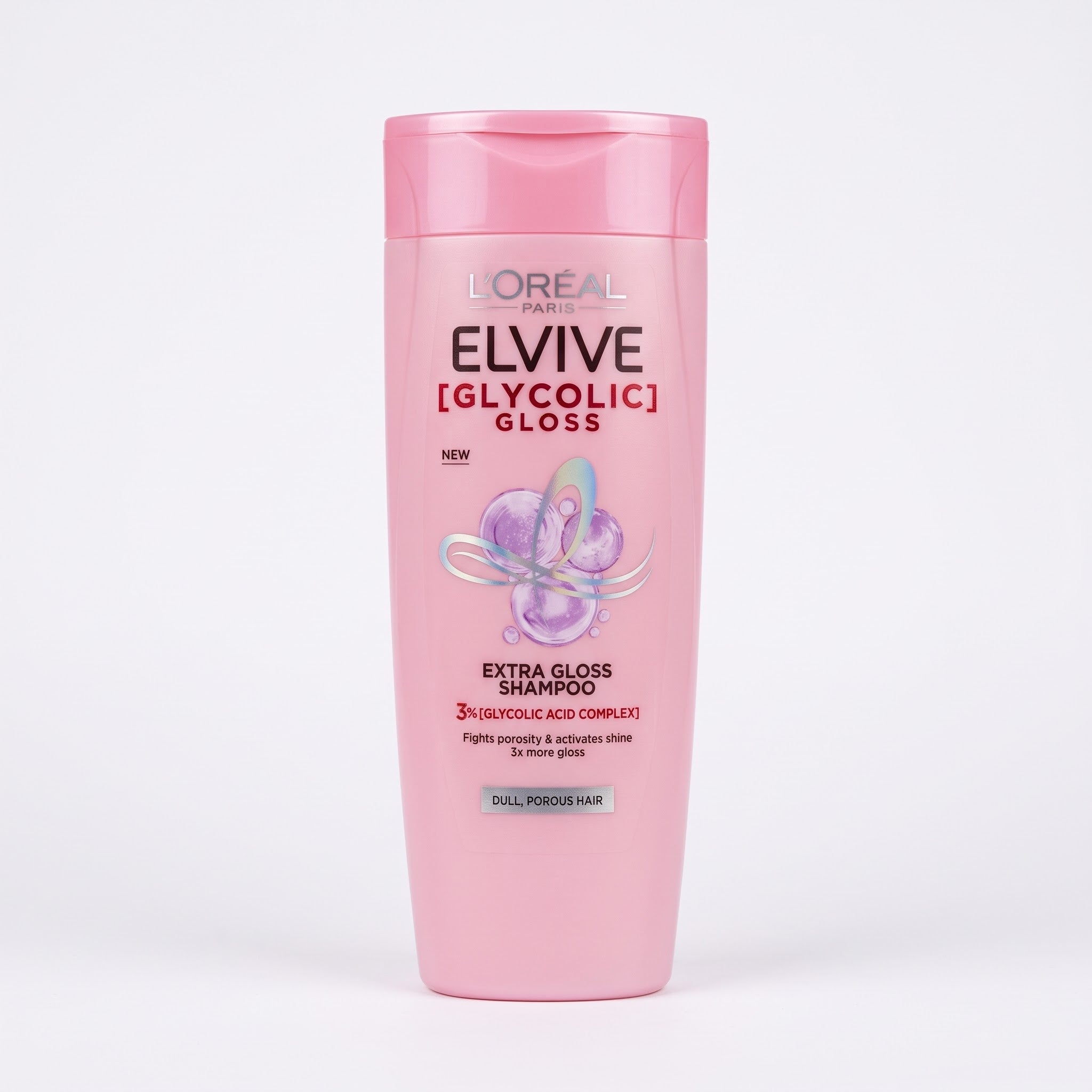 L'Oréal Paris Elvive Glycolic Gloss Extra Gloss Shampoo 360ml front view against a clean background
