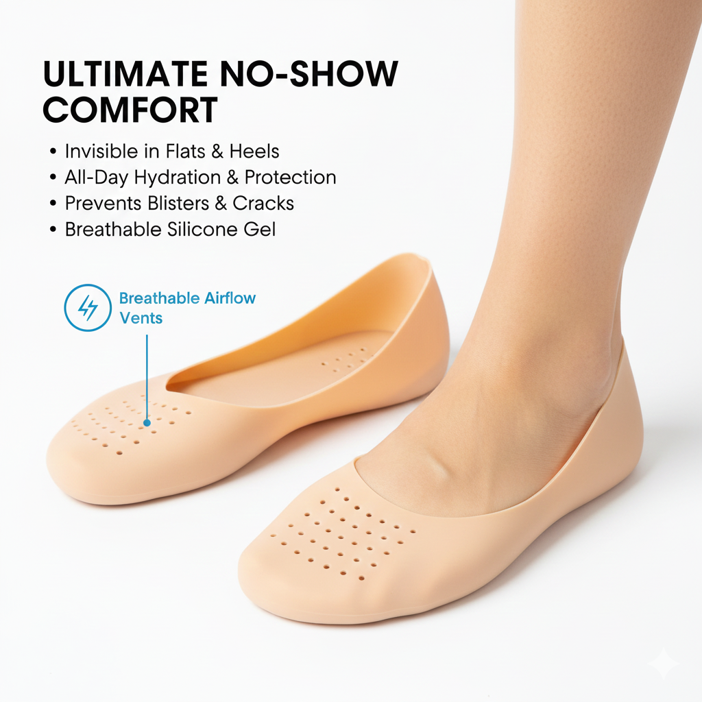 Ultimate Silicone Foot Care Set: Heel Crack Protector & Moisturizing Full-Foot Socks - Elite Cosmetics