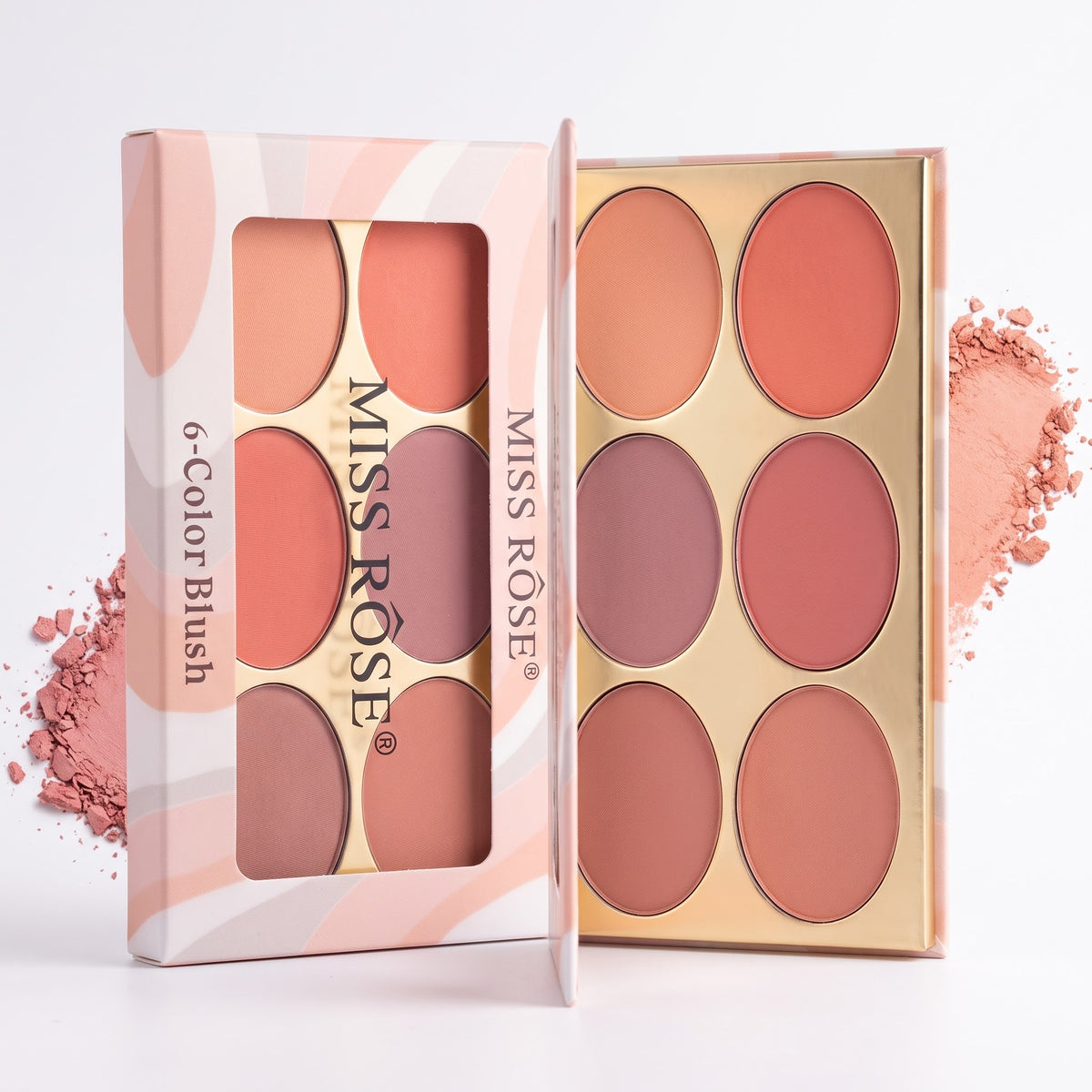 Miss rose blush palette 6 colors elite cosmetics