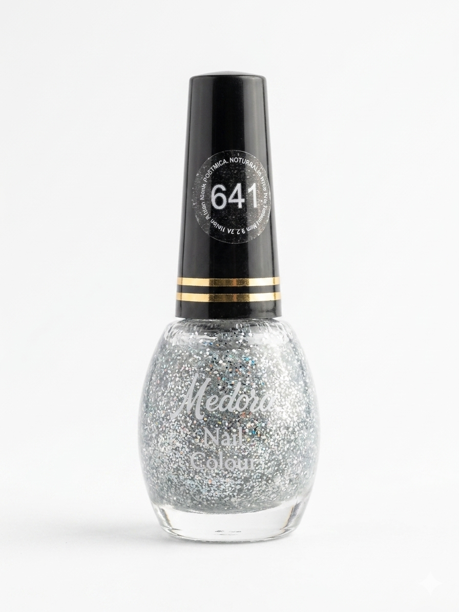 Medora Nail Colour - Holographic Silver Glitter (Shade 641)
