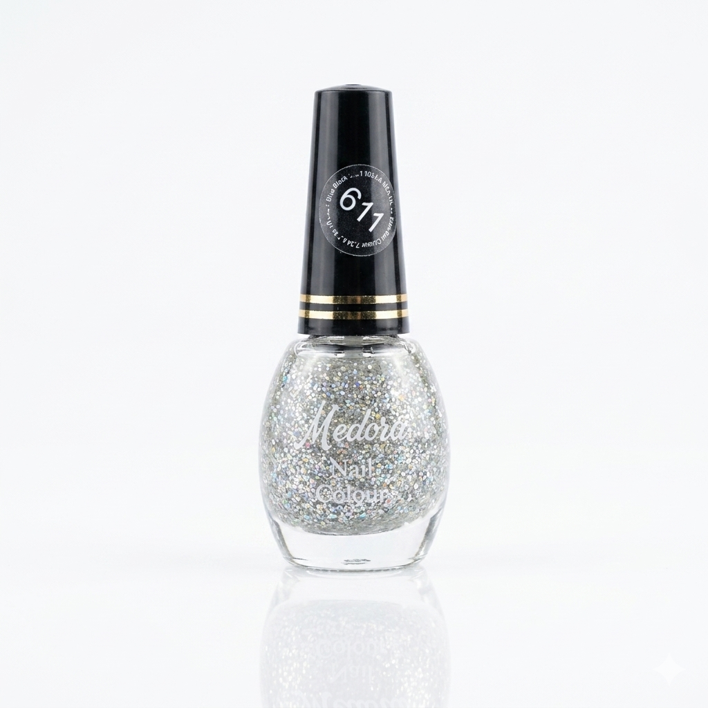 Medora nail polish 611 silver glitter elite cosmetics 
